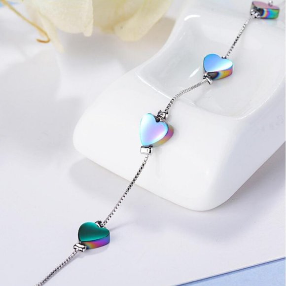 NEW 925 Sterling Silver Gradient Heart Bracelet - Picture 7 of 8